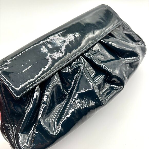 Rare LAI Patent Leather Clutch | Blue/Green Color w Metallic Gold Interior | Y2K - Picture 3 of 15